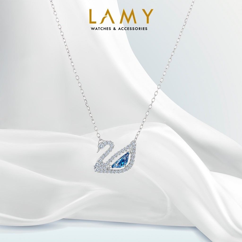 CDE Silver-Blue Crystal Swan Necklace CDE6042BE