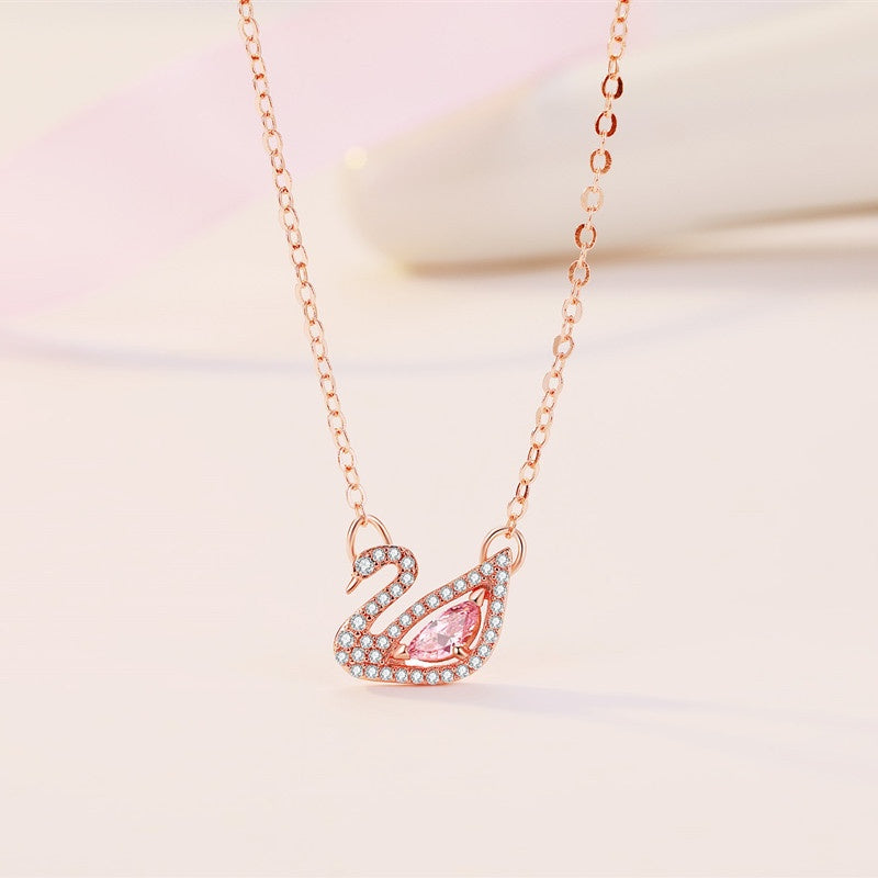 CDE Crystal Swan Necklace Rose Gold CDE6042RG