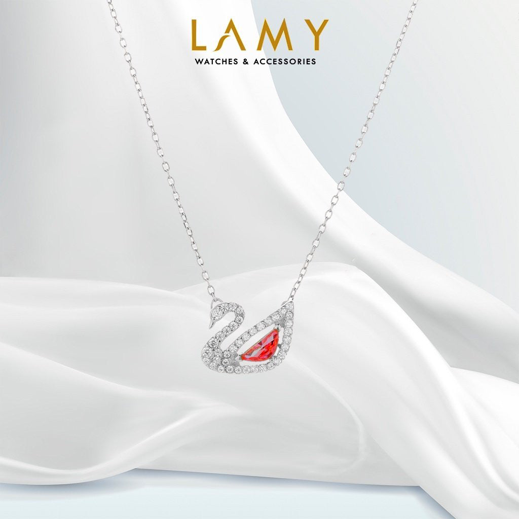 CDE Red Swan Crystal Silver Necklace CDE6042RED